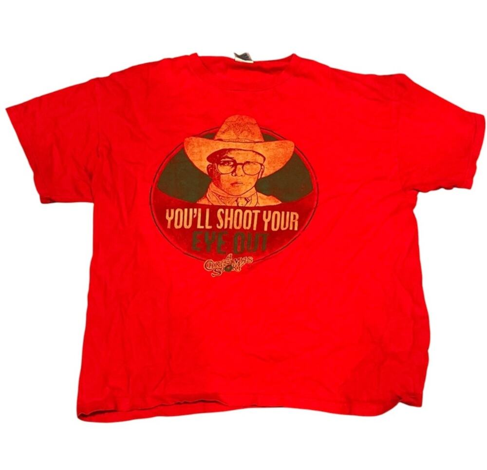 A Christmas Story Shirt Red Retro Shoot Your Eye Out  USA Made Cotton Novelty